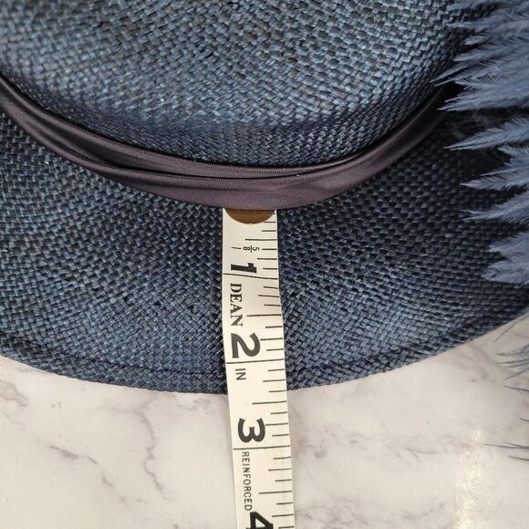 Mr Charles Vintage Navy Feathered Women's Hat With Net Veil Church Derby Straw - Picture 12 of 14